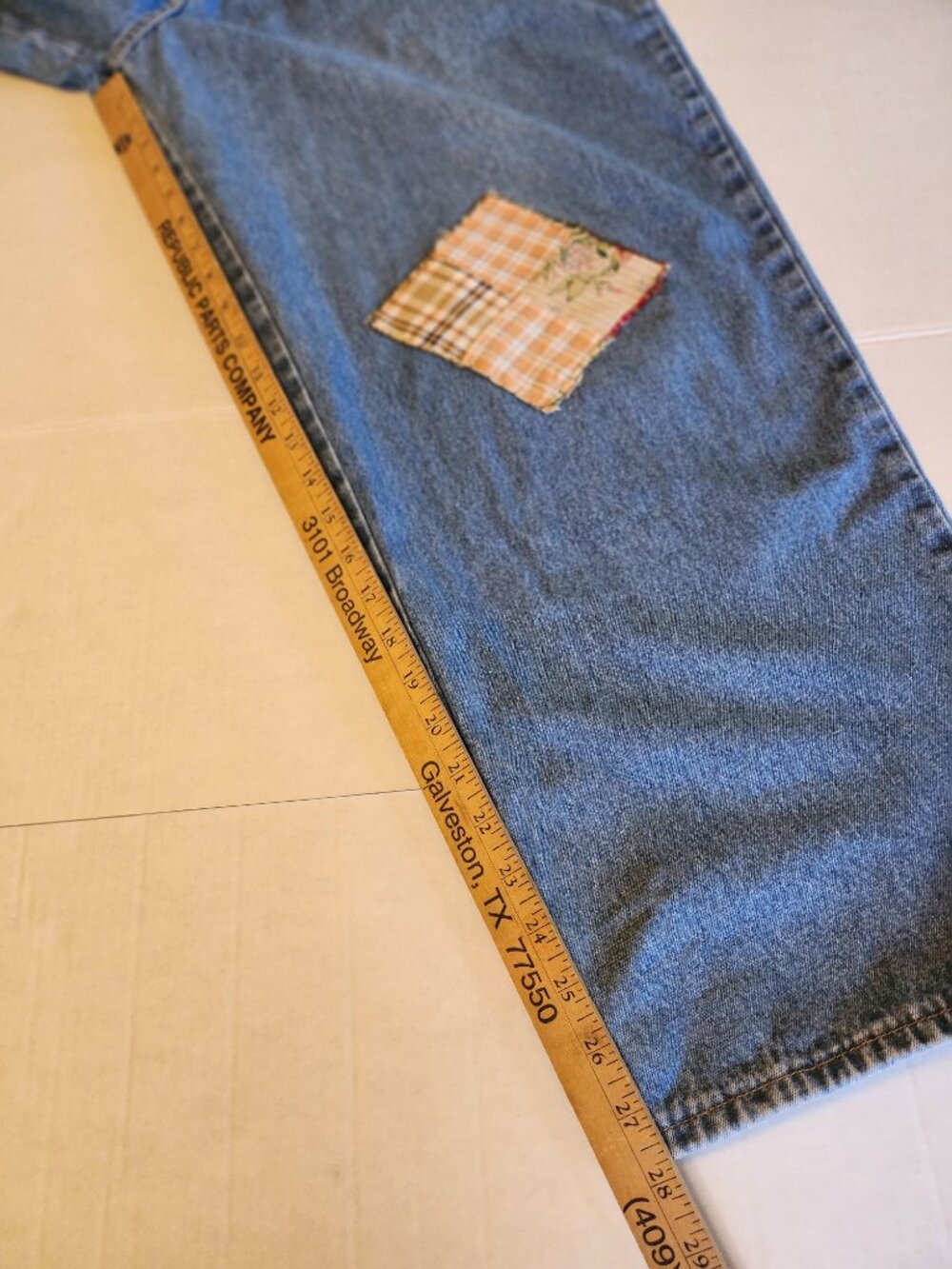 Vintage Watch L.A. 90s Patchwork Denim Streetwear Overalls XL Cottagecore Y2K - Picture 13 of 14